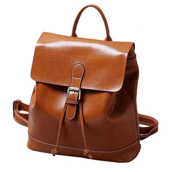 

women backpack genuine leather backpack minimalist vintage sac a dos femme bag feminine school bag for teenage girls