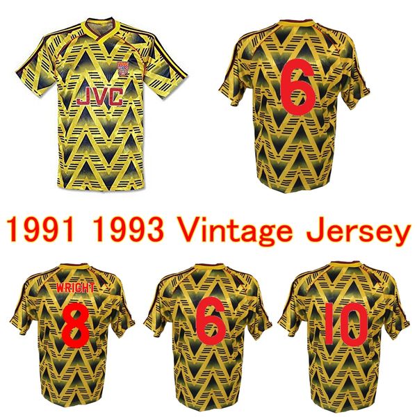 

1991 1993 andy cole ian wright tony adams retro soccer jersey 91 92 93 lee dixon kevin campbell alan smith classic vintage football shirt, Black;yellow
