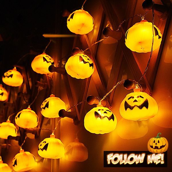 

plug operated 2.7m 16 leds 3d pumpkin led fairy string lights halloween christmas holiday garden decoration lanterns lights