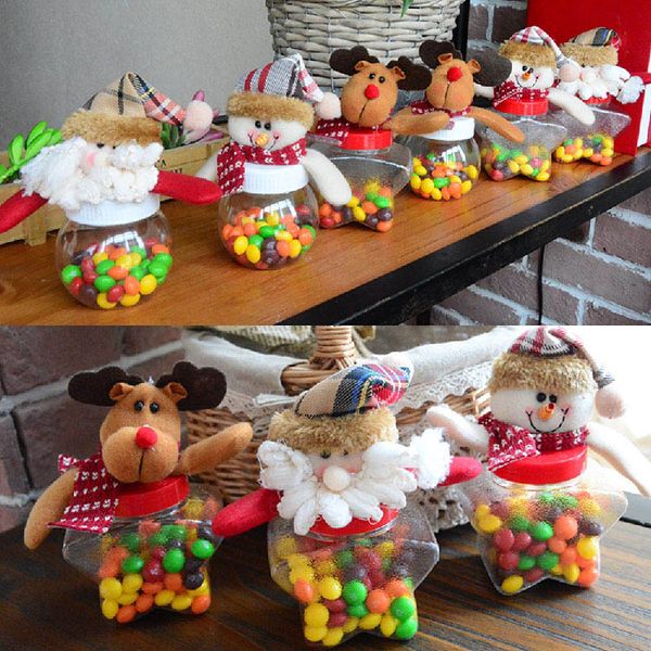 

merry christmas candy jar kids xmas gift jar santa claus snowman elk cloth art candy box merry christmas navidad box #95