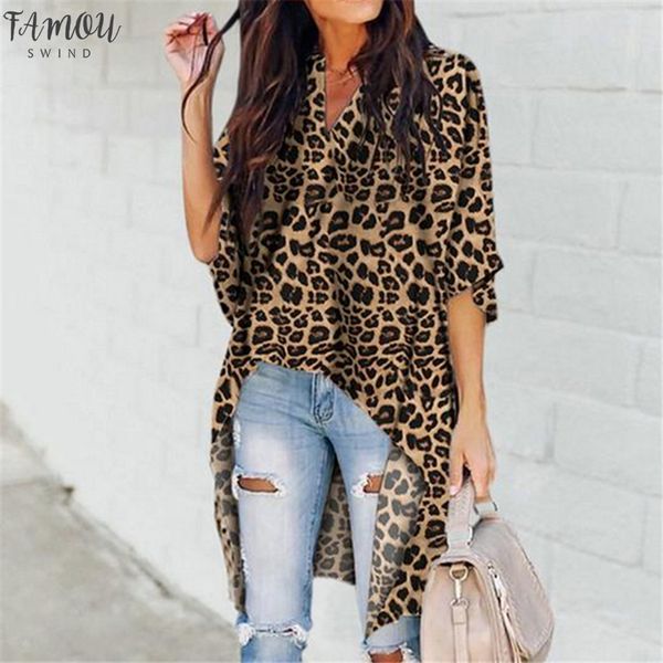 

2020 women ladies summer leopard print chiffon half sleeve casual shirt blouse women blouse femme camisas mujer, White