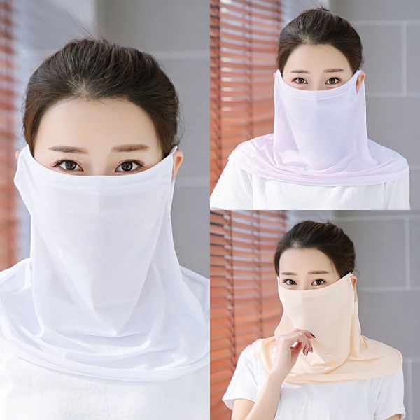 

b8iko горячие женщины тип лица-участника открытого завеса ветрозащитный пол-лица пылезащитный зонт шелковый платок шарф респиратор ухо шарф, Black