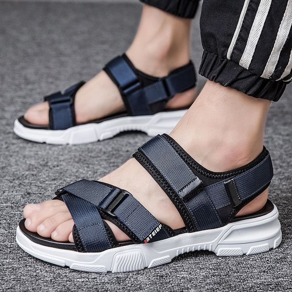 

new new summer men sandals fashion design breathable mesh casual beach shoes men soft bottom outdoor sandals, Black