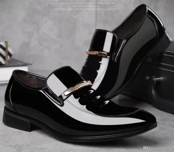 

men's leather shoes men's korean version of the trend british pointed young men's shoes black dress business spring bright le