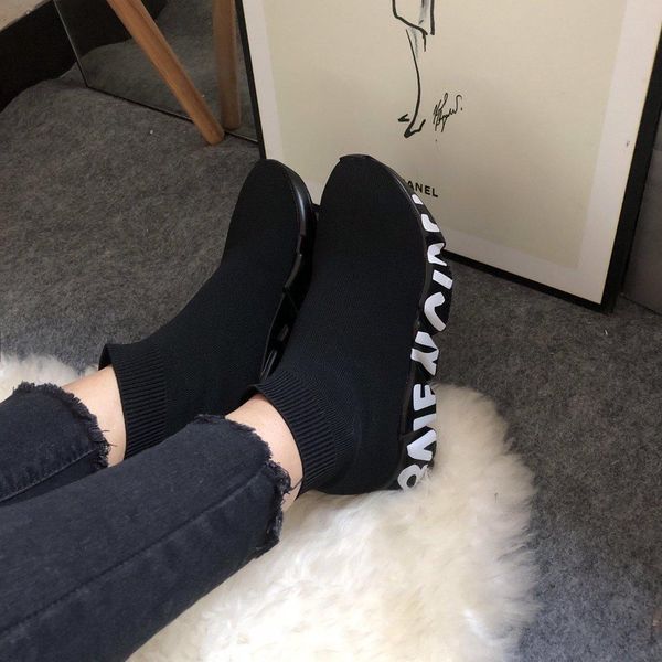 

sock shoes womenss high 2019 autumn fashion wild womenss shoes new elastic trend sports casual shoes tide women martin boots 17878, Black