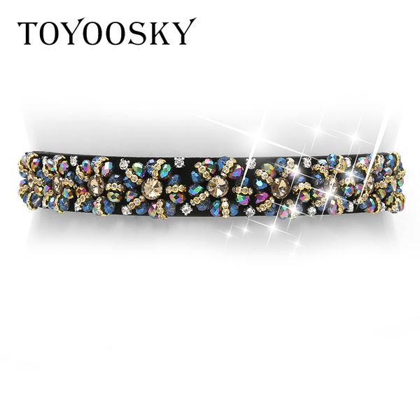

2018 new arrival designer luxury crystal elastic women wide belt with rhinestone elegant belts for women toyoosky y191218, Slivery;black