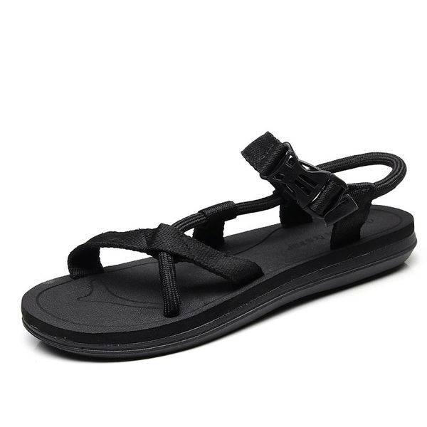 

mens leather sandal real erkek ayakkabi 2019 new male shoes summer sandals breathable lightweight, Black