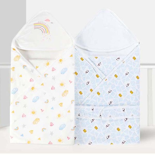 

baby hooded swaddling blanket soft breathable cotton kids anti-kick envelope quilt wrap sleeping bag newborn infant bath towel