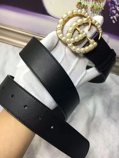 

with box classic style big pearl buckle models mens womens riem real picture 100cm-125cm as a gift 27bhs, Silver