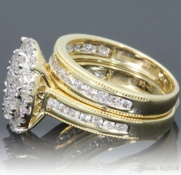 

selling cross-border new micro-inlaid diamond ring female models european and american plating 18k, Golden;silver