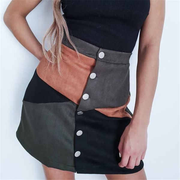 

winter women high waist skirt vintage single-breasted ladies a-line skirts women clubwear ladies mini skirt streetwear, Black