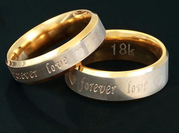 316L Titanium Steel anel de casamento para sempre amor casal de aço inoxidável homens mulheres engajamento jewerly anéis atacado