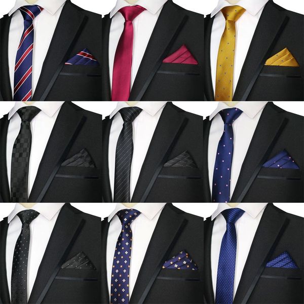 

2019 new skinny 5cm men's neck tie set polyester necktie & handkerchiefs sets plaid polka dot slim narrow ties wedding party, Blue;purple