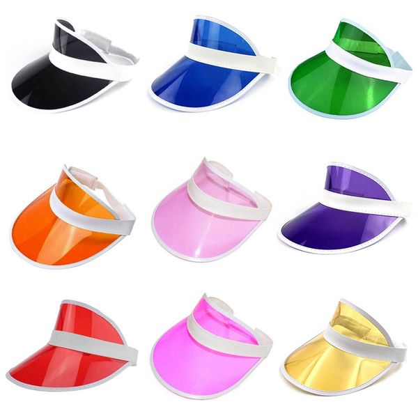 

new summer women men sun hat candy color transparent empty plastic pvc sunshade hat visor caps bicycle sun, Blue;gray