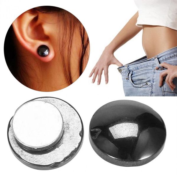 

2pcs 1 pair magnetic therapy acupoint massage slimming appetite suppressing studs earrings clip-on earrings ear fastener jewelry, Golden;silver