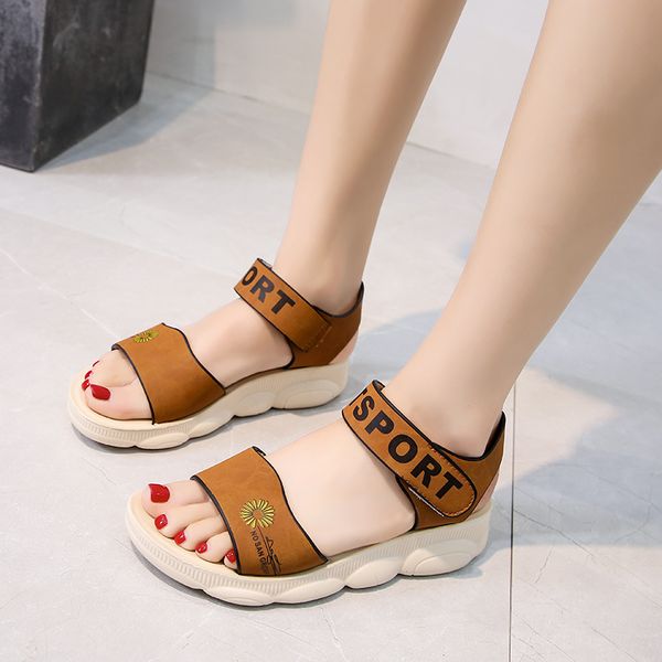 

2020 fashion rubber female sports sandals women shoes summer flat sandals for women roman beach shoes peep toe sandalen flats, Black