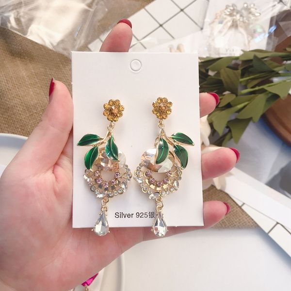 

mengjiqiao korean new luxury shiny rhinestone drop earrings for women elegant pearl crystal tassel long pendientes party jewelry, Silver