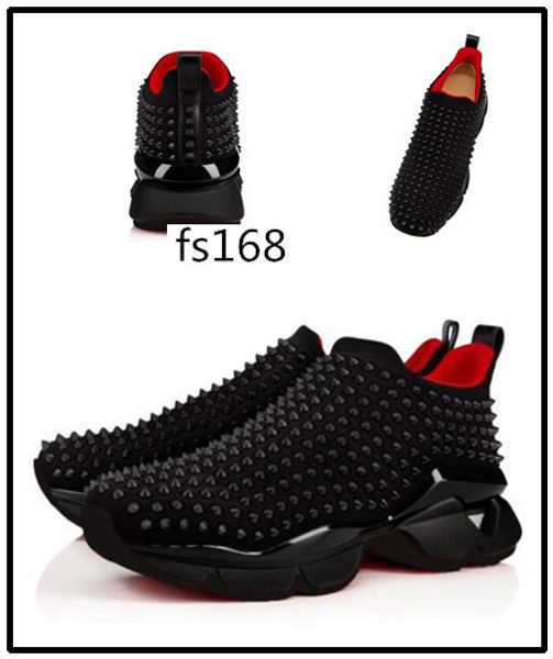 

designer mens red bottoms shoes womens rivet spiky junior spikes red sole 2, Black