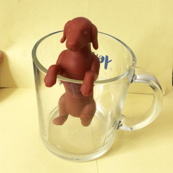 

creative personality tea infuser silicone dachshund dog tea leakage silicone dog tea infuser color box packaging