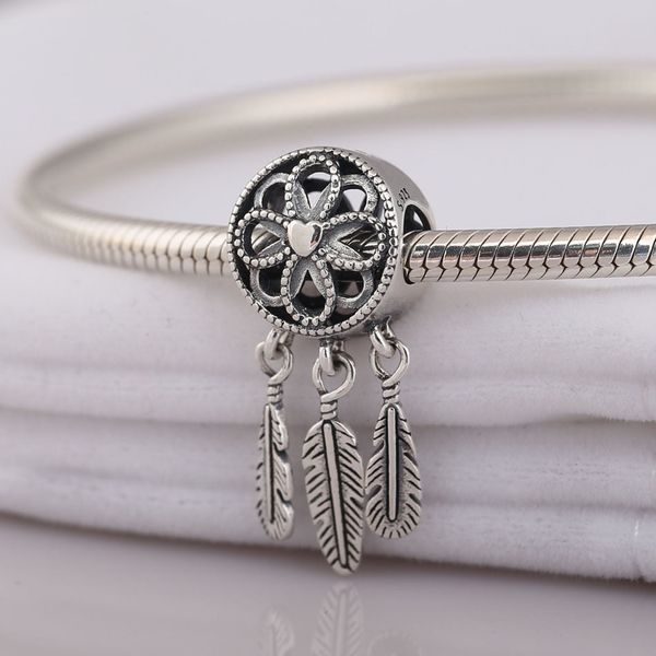 

s925 sterling silver pendant bead fit pandora bracelet bangle spiritual dream catcher dangle charm diy jewelry
