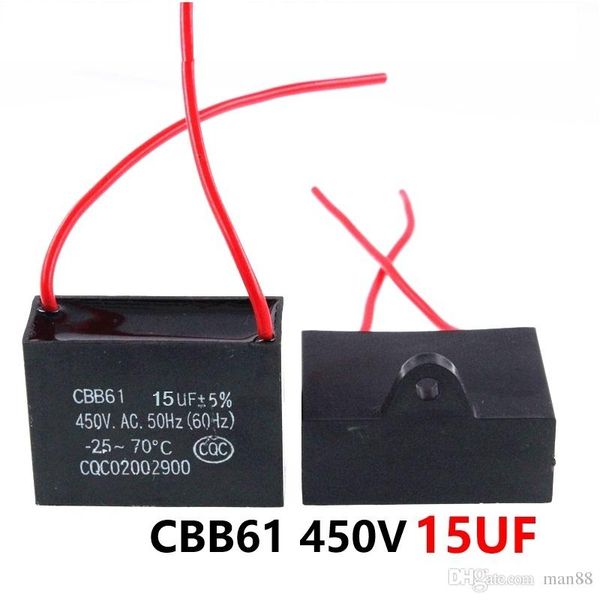 

cbb61 450vac 15uf fan starting capacitor lead length 10cm with line