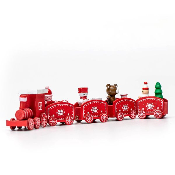 

new style christmas cool ornaments christmas train wooden toy gift cute decoration