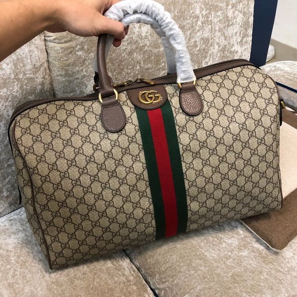 

Green red web tripe brown g canva leather men travel bag women handbag gold letter hardware houlder bag 547953