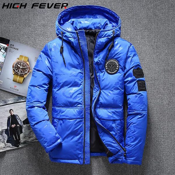

men's winter warm duck down coats & jackets snow hooded coat climbing over size duck down jacket thick warm parka jacket, Black