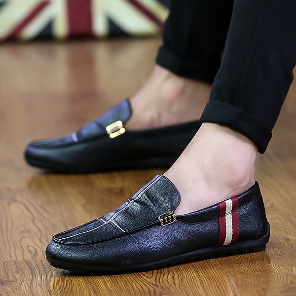 

2019 досуг осень single моды диких мужские кожаные туфли белые, Black