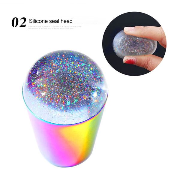 

jelly silicone nail art stamper holographic clear stamping print transfer nail art tools cd88, White