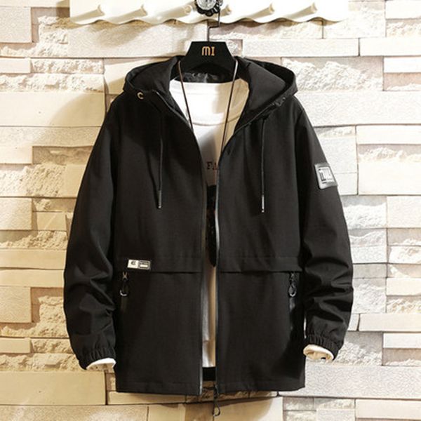 

fashion men hooded jacket spring autumn loose casual coat mens solid color bomber jacket new long sleeve outerwear clothing 4xl, Black;brown
