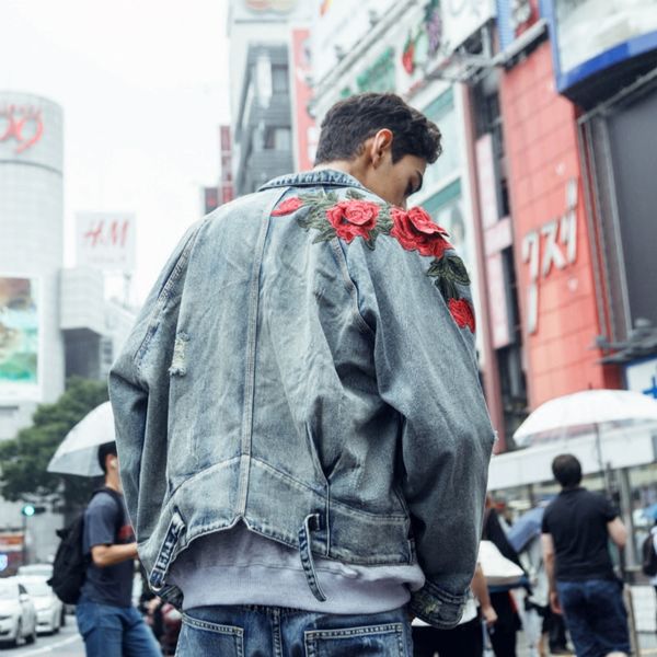 

dropshipping suppliers usa rose jeans jacket couples cowboy coat women mens bomber jackets and coats us size s-xl, Black;brown