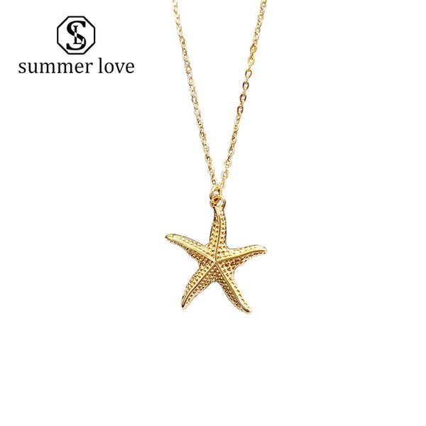 

2019 new summer beach starfish conch chain pendant necklace for women gold alloy cowrie shell necklace fashion jewelry gift, Silver