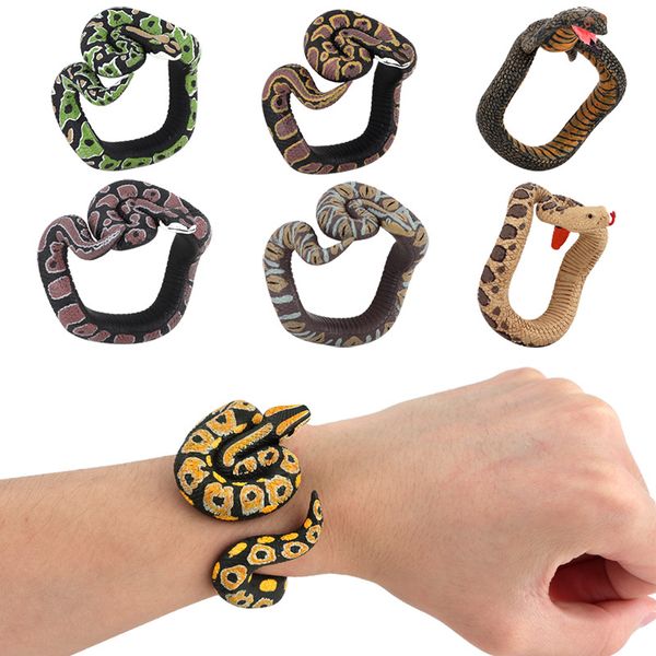 

novelty creative simulation resin animal python bracelet, painted pvc material creepy snake prank tricky toy for kids adults