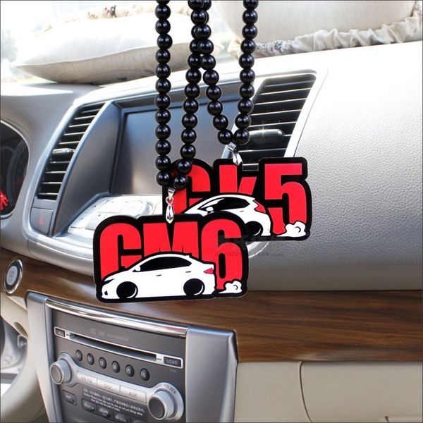 

car interior rearview mirror pendant keychain keyring for fit jazz gk5 gm6 with bead decoration ornament accessories