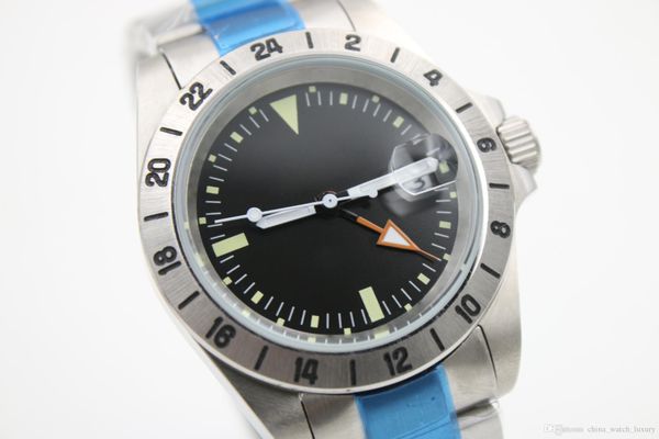 

seller luxury watch men explore black dial stainless band mechanical watch montre homme, Slivery;brown