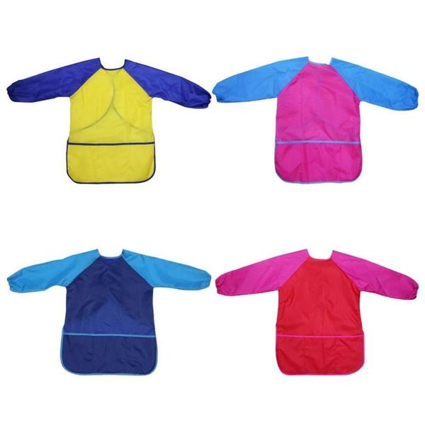 

new pack of 2 kids art smocks, children waterproof artist painting aprons long sleeve with 3 pockets for age 2-6 years