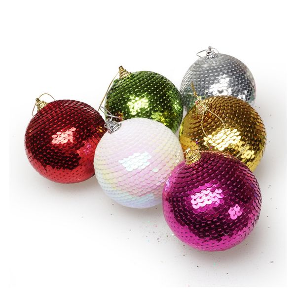 

8 cm christmas balls ornaments shatterproof xmas trees wedding mini tree decor sequin hanging ball for home christmas gift