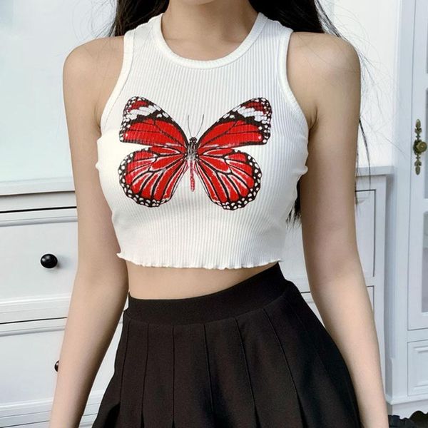 

west biking summer vest tank pure color halter crop casual butterfly embroidered short slim sleeveless white