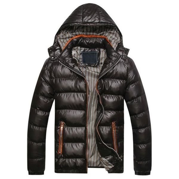 

men coat brand winter jackets mens slim detachable hooded tide coat jackets solid color thick outwear clothing down coats 2019 winter new, Black