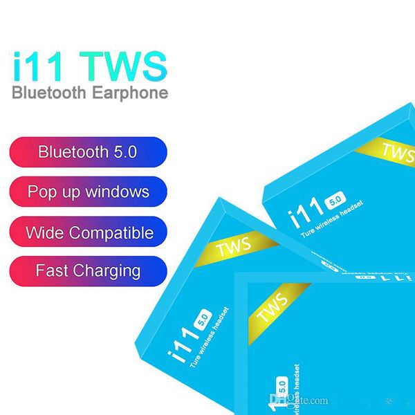 

i11 tws wireless bluetooth 5.0 touch control headphone with pop up window twins mini earphone earbuds for phone android blue box dhl
