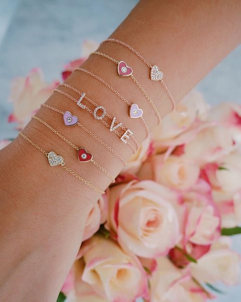 

valentines gift for lover love letter 925 silver bracelet with biling cute cz double chain girlfriend delicate alphabet jewelry, Golden;silver