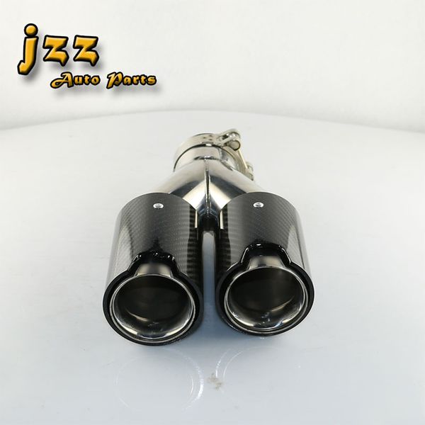 

jzz 1set auto the dual straight cut exhaust pipe on the car stainless steel muffler tips for car 63mm inlet with clamp