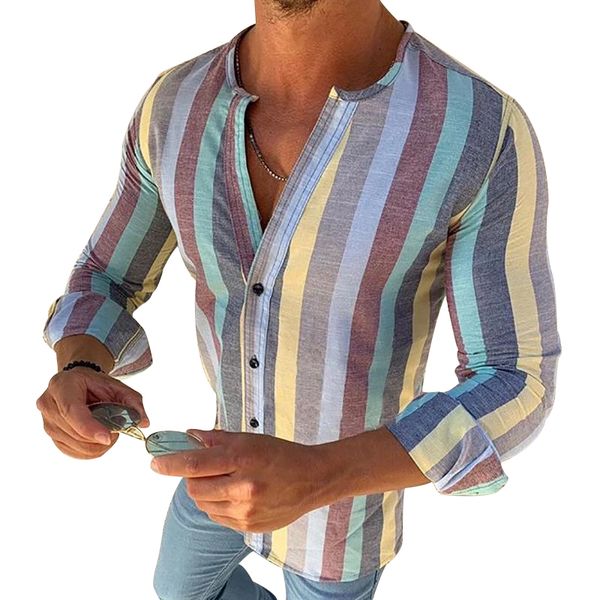 

new men's fashion striped shirts colorful printed slim fit social casual business autumn male blouse clothing streetwear, White;black