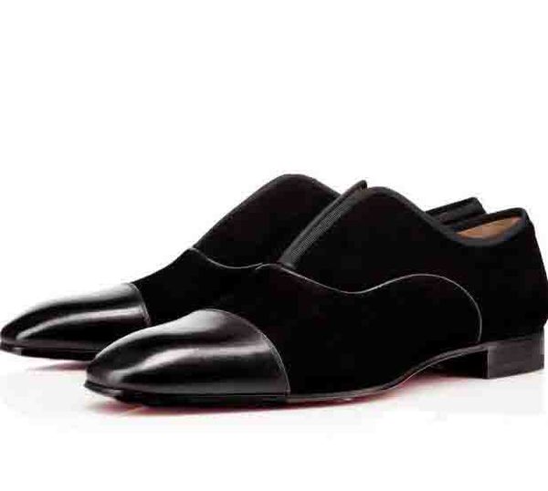 

fashion men's rivet flat shoes patent casual men's flat shoes + logo + box, Black