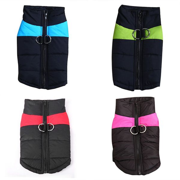 

dog cotton jacket waterproof warm windbreaker vest coat thick dog clothes, Blue;black