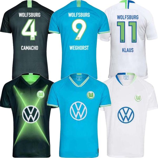 

new 1 9 20 vfl wolfsburg soccer jersey home away third 2019 2020 weghorst brekalo ginczek roussillon steffen malli thail football shirts, Black;yellow