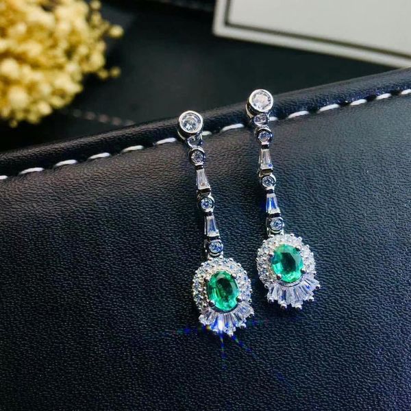

shilovem 925 sterling silver natural emerald stud earrings classic fine jewelry women wedding wholesale 4*5mm jce0405203agml, Golden;silver