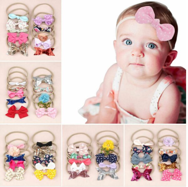 

Free Shipping 10pcs Kids Hairbands Soild Color Bowknot Elastic Headband Nylon Baby Girls Headwear Hair Band Hair Accessories
