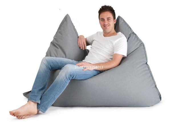 

light grey color waterproof bean bag slab beanbag outdoor garden cushion seat furniture - solid black